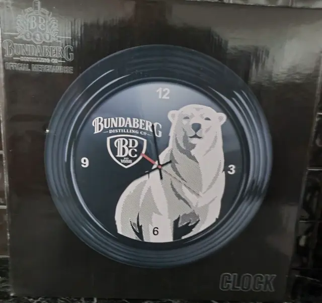 New In Box Bundaberg Rum Bundy Bear Black and White Genuine 38cm Licensed Clock 3