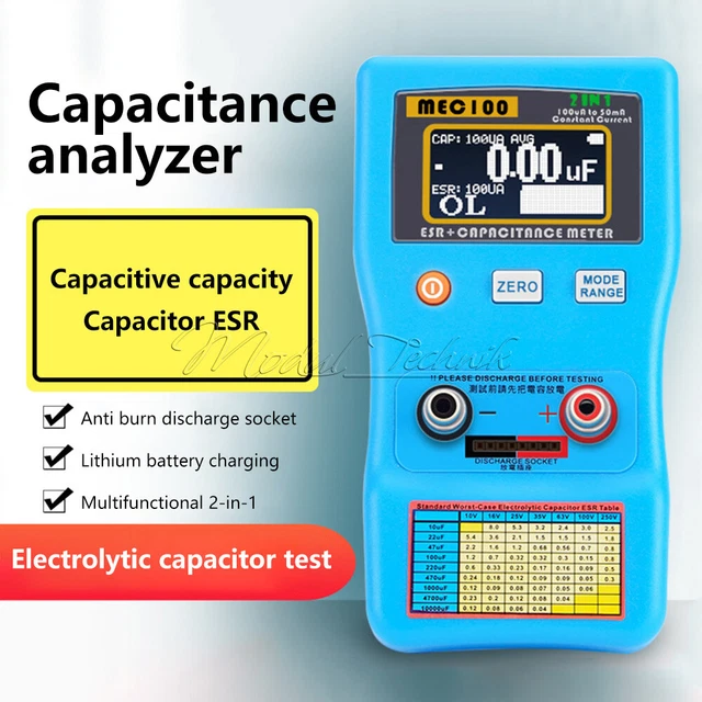 MEC-100 HIGH-PRECISION CAPACITANCE Analyzer ESR Meter Digital Display ...