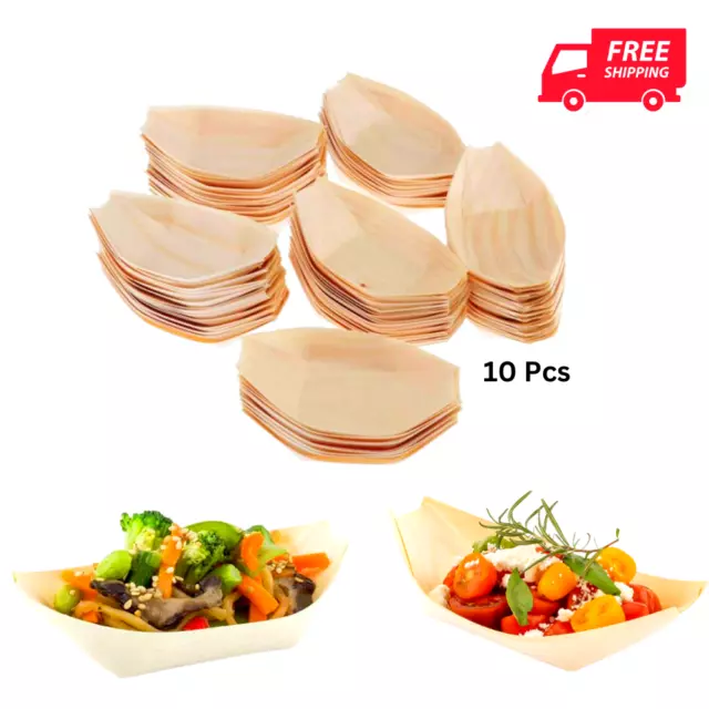 Sushi Serving Wooden Bamboo Boats Platter Tray Disposable Food Containers 10 PCs