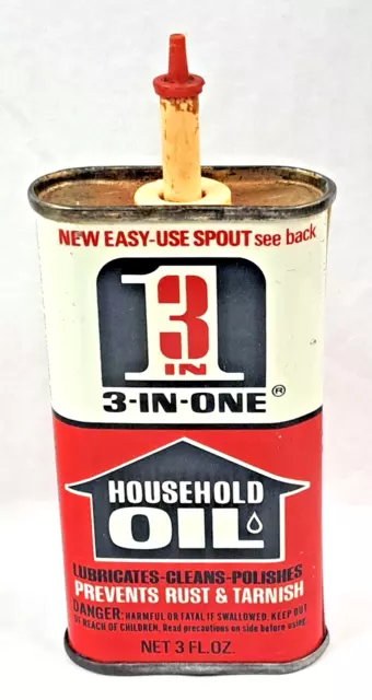 Vintage 3-IN-1 Oil - Household Oil ~ 3oz Tin Oil Can Lot Of 2 Empty