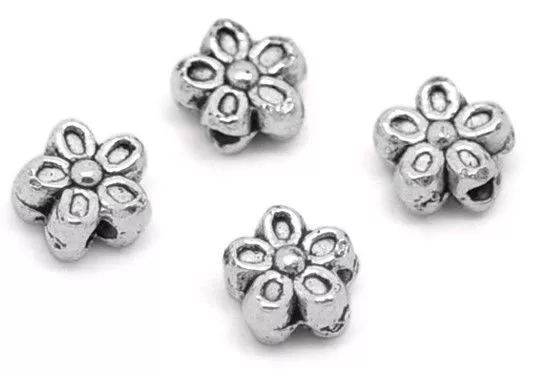 Flower Spacer 7mm Beads Charm Jewellery Bracelet Findings 50 x Tibetan Silver