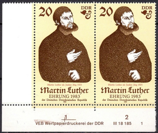 DDR 1982 Mi.Nr. 2755 ** postfrisch Eckrand mit DV Druckvermerk FN 1