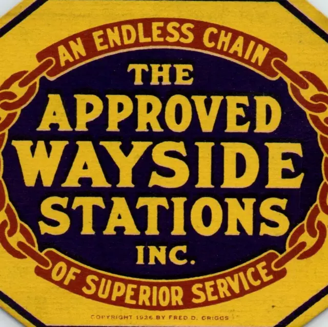 c.1926 Approved Wayside Stations Ad Discount Card Gas Oil New England Automobile