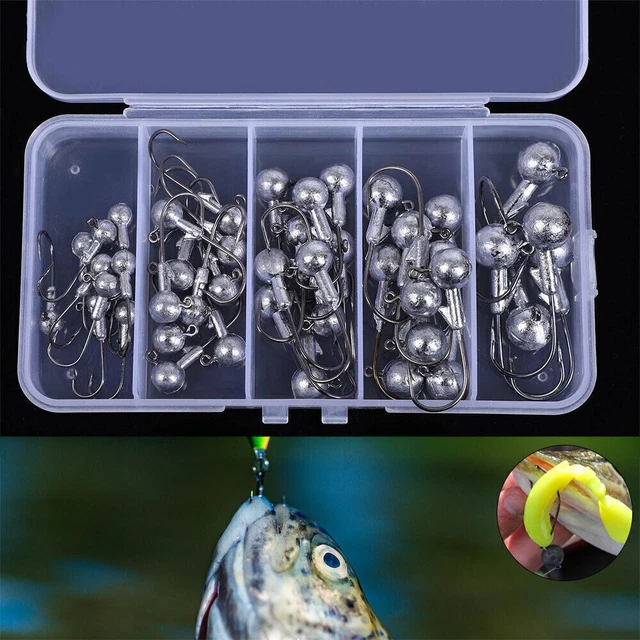 45 Stuck Jigkopf Zander rund Jighead Set Hecht Jigköpfe Rundkopf Jighaken Jigs