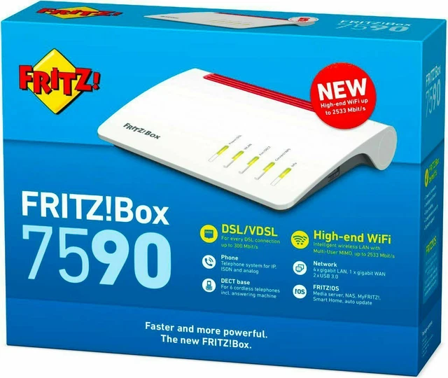Modem Router fibra adsl Fritz! Box 7590 Wifi Access Point Gigabit Dual Band TIM 2