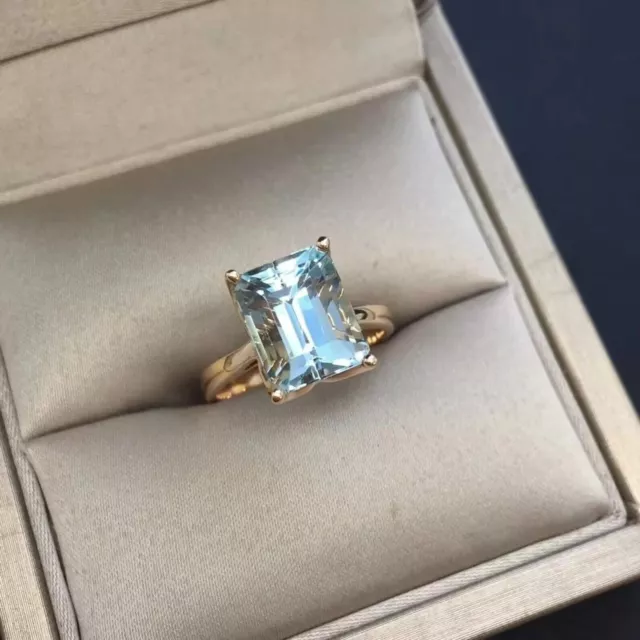 5ct Aquamarin Edelstein 14K Gelbgold Antik Design Hochzeit Ring Geschenk Für