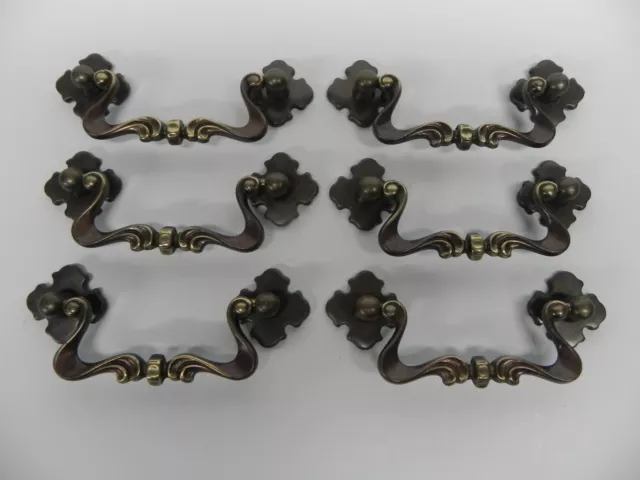 6 Drop Bail Drawer Pulls Solid Brass Mid Century Bronze Finish MADE IN ITALY