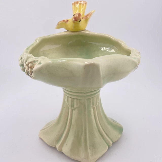 VINTAGE MCCOY BIRD Bath Pedestal Planter Vase 1940's Pottery Beautiful