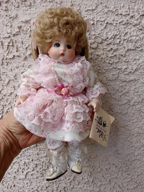 Germany Reproduction Mini Doll Jointed Full Body Bisque Porcelain Just Me 9"
