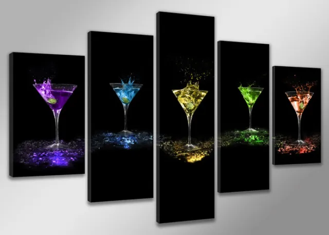 200 x 100 cm Bilder Leinwand Cocktailgläser auf Rahmen Wandbild Bild 6303