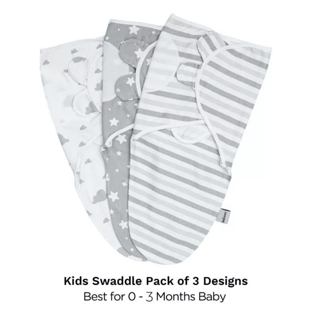 Pack of 3 Newborn Baby Swaddle Wrap Blanket Light Weight Infant Sleep 0-3 Months