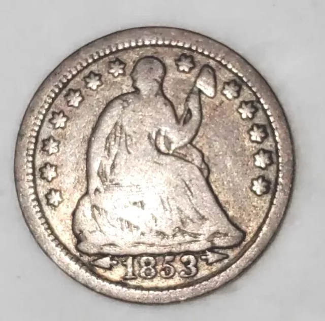 USA - Seated Liberty Half Dime - 1853 Arrows - Good - Tiny Silver Coin