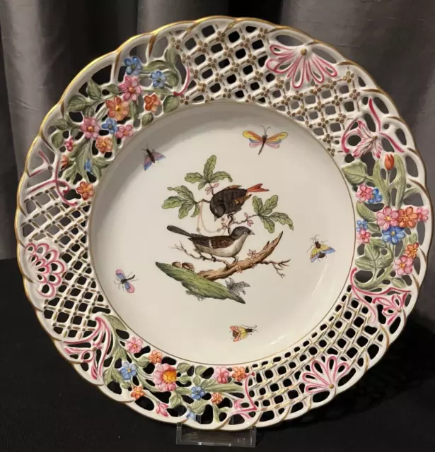 HEREND Rothschild Bird Reticulated / Pierced / Openwork Plate