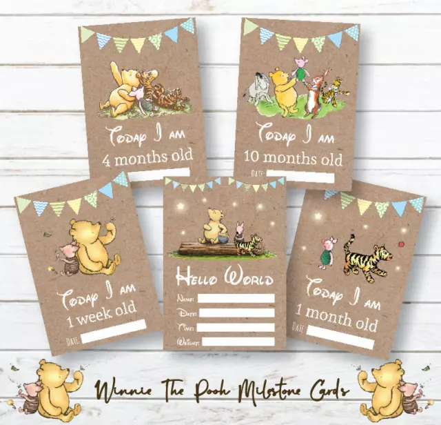 Winnie The Pooh Baby Milestone Cards • Baby Shower Gift • New Baby Gift • Boy