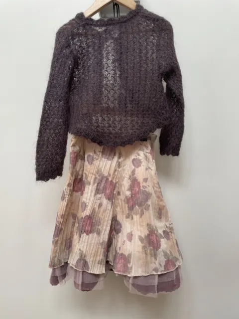 French Designer Jeanbourget Kids Luxury Cargigan And Skirt Set Girls Size 5 2