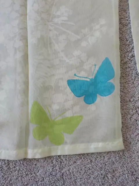 Vtg RETRO Ames Sheer Butterfly Floral SHOWER CURTAIN Matching Curtains +tie back