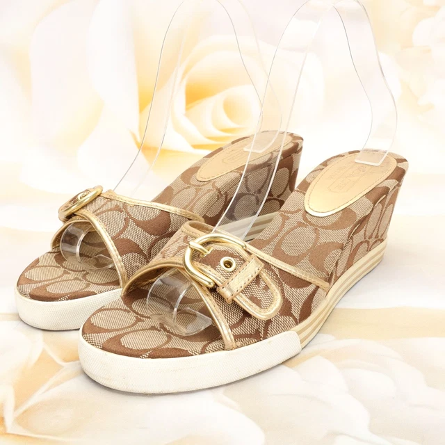 Coach gold wedge best sale sandals