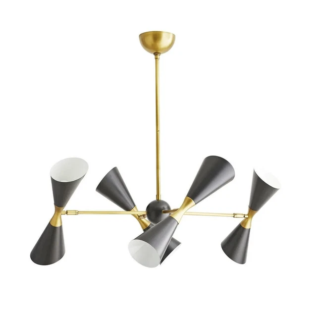 1950's Mid Century Brass Italian Diabolo Wall Sconce Light Fixture 2 Bulb Pair