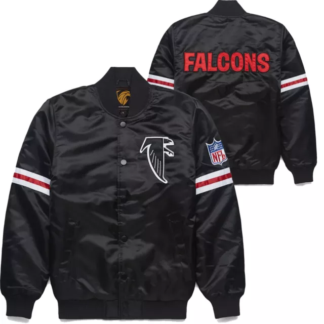 ATLANTA FALCONS CLASSIC NFL 80s Satin Black Varsity Jacket with Free ...