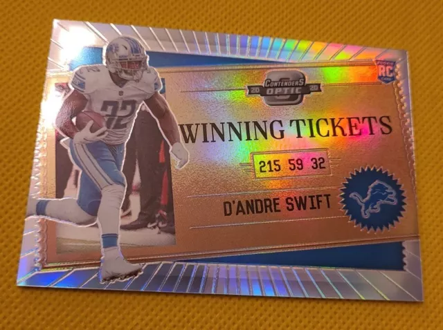 2020 Contenders Optic Winning Tickets D'Andre Swift #WT22 Silver Prizm Rookie RC 3