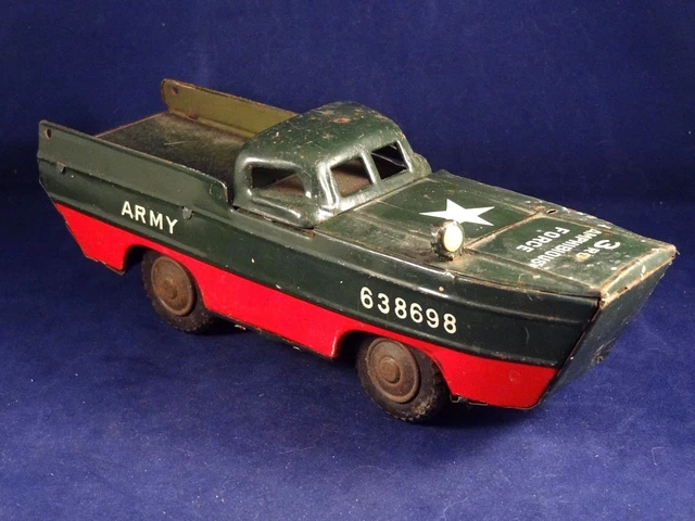 Jouet Militaire Ancien Véhicule Amphibie Camion Bateau ARMY Tôle K JAPAN 1950