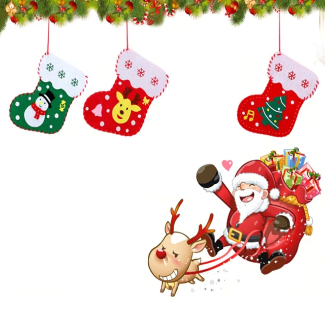3 piezas Medias de fieltro de Navidad decoración niños Material de Navidad niños