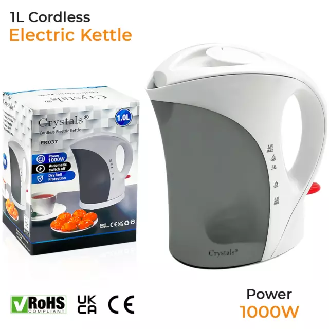 Travel Kettle Portable Electric 1L Camping Caravan Kitchen Hotel Jug Holiday New