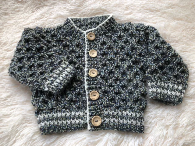 hand knitted baby cardigan and hat set suit 6-9 months