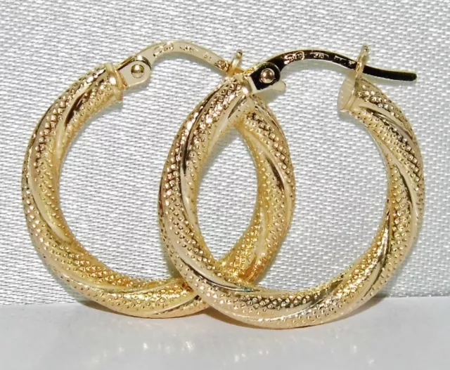 9Ct Gold Glittery Ladies Hoop Earrings
