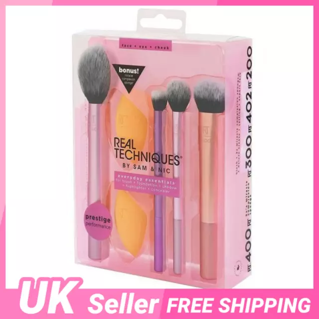 2024 Real Techniques Makeup Brushes Set Foundation Smooth Blender Sponge Puff