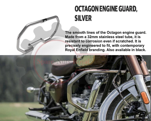 ROYAL ENFIELD &NEW Classic 350 REBORN" Silver Octagon "Engine Guard" £