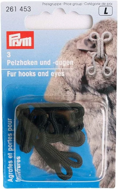 Ganchos y ojos de piel Prym cubiertos de negro, 3 piezas