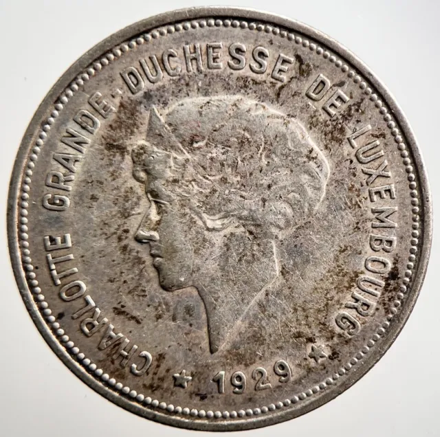 1929 Luxembourg 5 Francs Silver Coin | Fine Collectable Grade | a3540 2