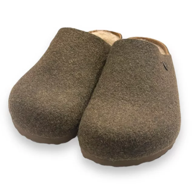 BIRKENSTOCK AMSTERDAM BS Vegan Wool Felt Clogs Olive Army Green