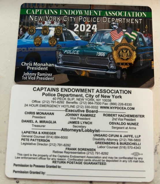 💥 AUTHENTIC 2024 Pba Captian Cea Card Nypd Not Lba Sba Dea Pba Card