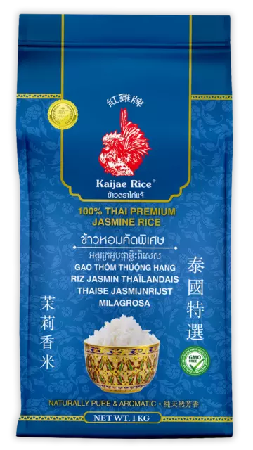 Kaijae Rice 100% Thai Premium Jasmine Rice 1kg | Naturally Pure & Aromatic