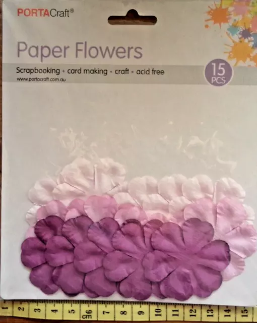 Portacraft paper flowers 15pk purple/mauve