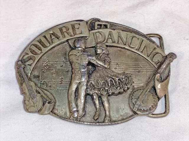 Square Dancing Belt Buckle Music Siskiyou Pewter Oregon USA 1985 G30