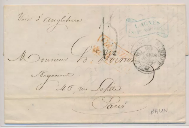 BV22351 France to Paris precursor letter cover with nice cancels used