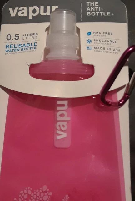 Vapur 18oz Folding Water Bottle Flexible Flask Anti-Bottle 0.5L Pink Vapur 18oz Folding Water Bottle Flexible Flask Anti-Bottle 0.5L Pink