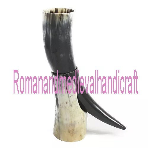 OX Norwegian Viking drinking horn & horn stand for mead beer wine pagan ale gif