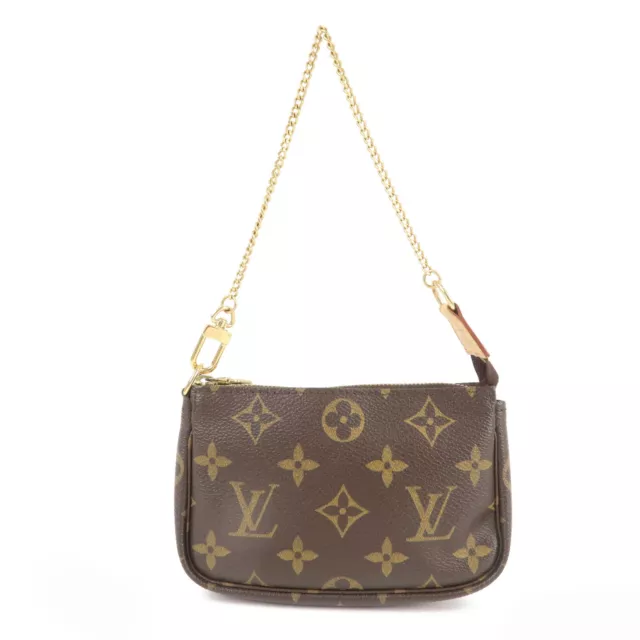 Auth Louis Vuitton Monogram Mini Pochette Accessoires Pouch Brown M58009