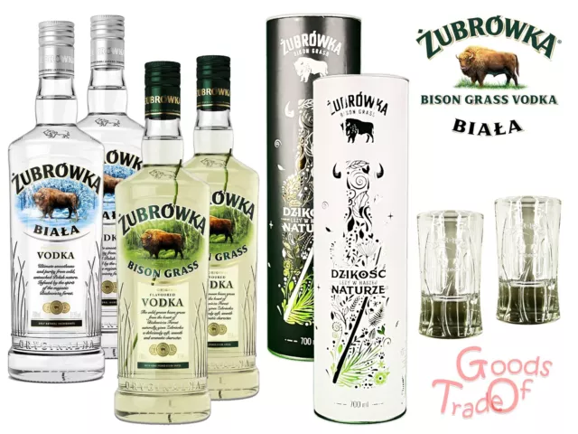 Zubrowka BISON GRASS oder BIALA Vodka / Polen / 0,7L / excl. Original Wodka Glas