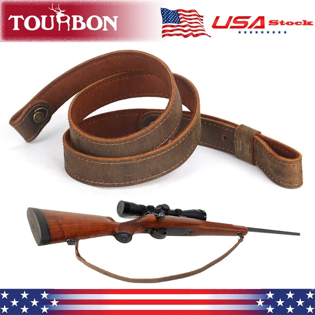 Bretelle De Fusil TOURBON En Cuir Buffalo - Réglable, Largeur 1 Pouce - Compatible De Nombreux Calibres