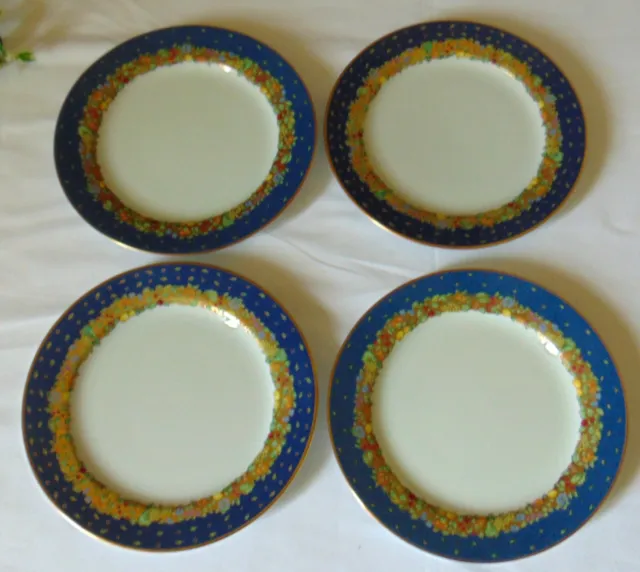 4 Assiettes A Dessert Porcelaine Bernardaud Limoges Modele Frutti Fiori