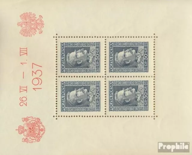 Poland block3 (complete issue) with hinge 1937 Visit of King of Romania