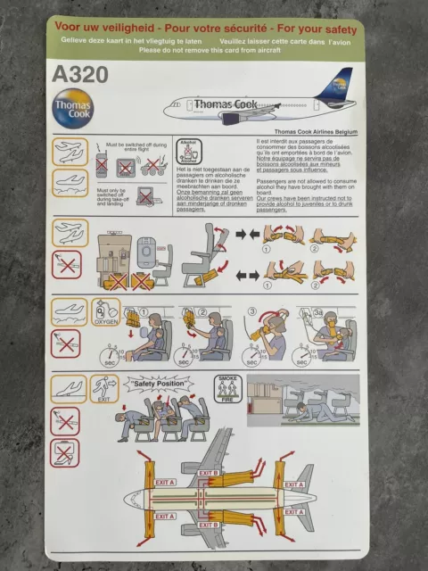 Thomas Cook Airlines Belgium A320 Safety Card (Green)