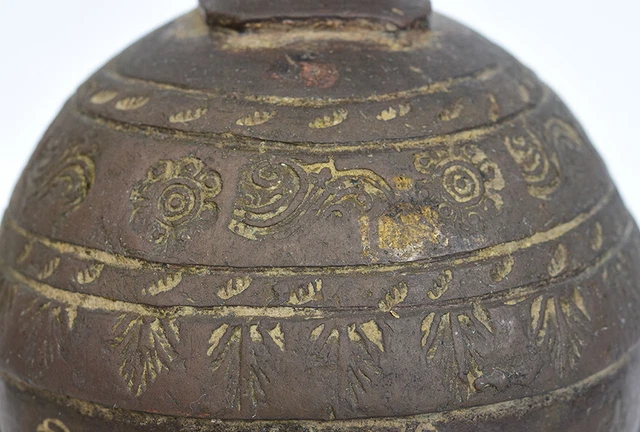 19th Century, Antique Burmese Bronze Elephant Bell with Stand 11