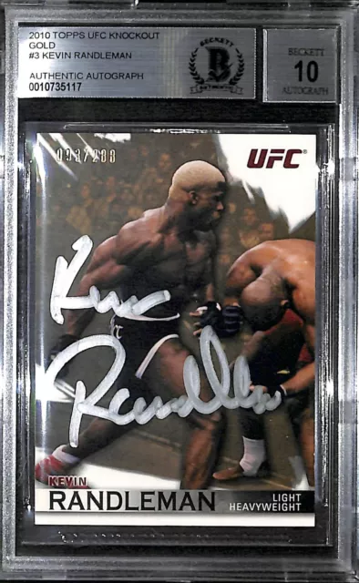 Kevin Randleman Signed Topps UFC Knockout Gold Card #3 BAS COA Gem Mint 10 Auto