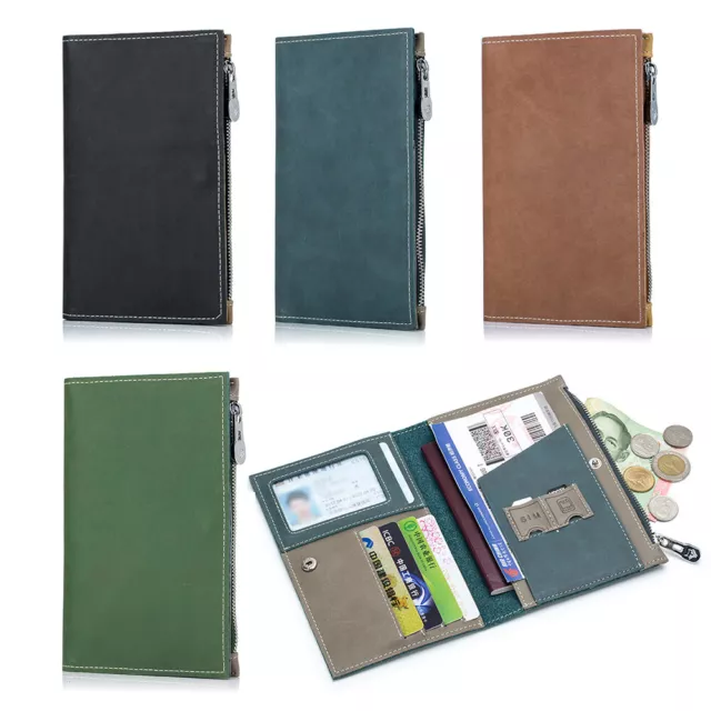 Genuine Leather Passport Holder Anti-Theft Travel Wallet Ticket Holder ID Pouch